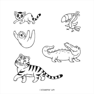 Jungle Pals | BRAND NEW, Never Used | Retired Cling Mount Stamp Set | Stampin' Up!