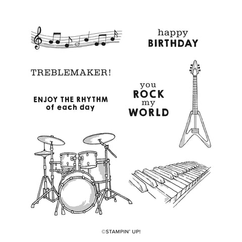 Enjoy the Rhythm | BRAND NEW, NEVER USED! | Retired Cling Mount Stamp Set | Stampin' Up!