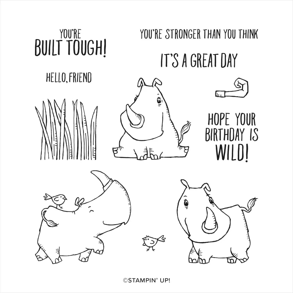 Rhino Ready | Retired Cling Mount Stamp Set | Stampin' Up!