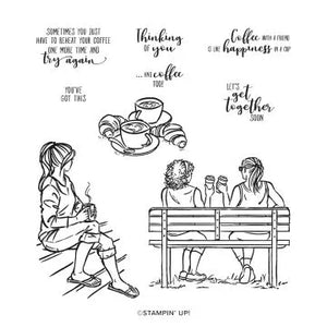 Coffee with Friends | BRAND NEW, NEW USED | Retired Cling Mount Stamp Set | Stampin' Up!