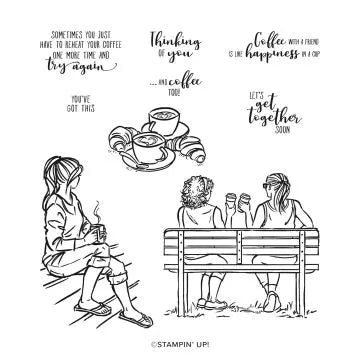 Coffee with Friends | BRAND NEW, NEW USED | Retired Cling Mount Stamp Set | Stampin' Up!