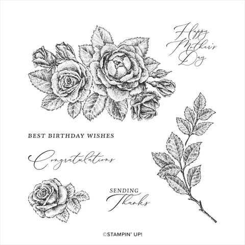 Stippled Roses Bundle | Retired Cling Mount Stamp Set and Dies | Stampin' Up!