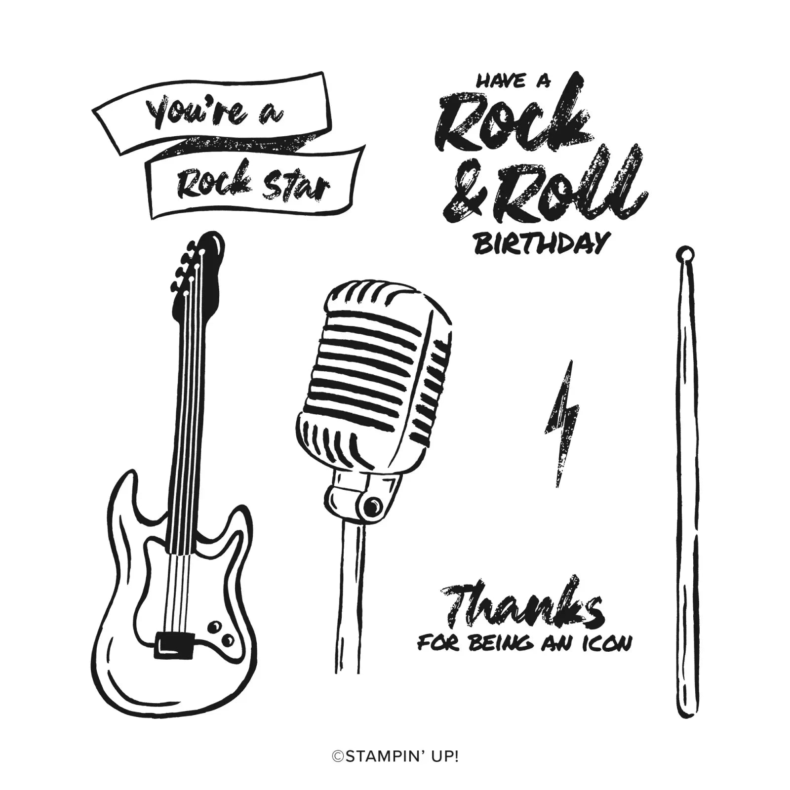 Rock Star | Retired Cling Mount Stamp Set | Stampin' Up!