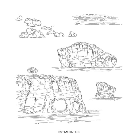 Cliffs By The Ocean | Retired Cling Mount Stamp Set | Stampin' Up!