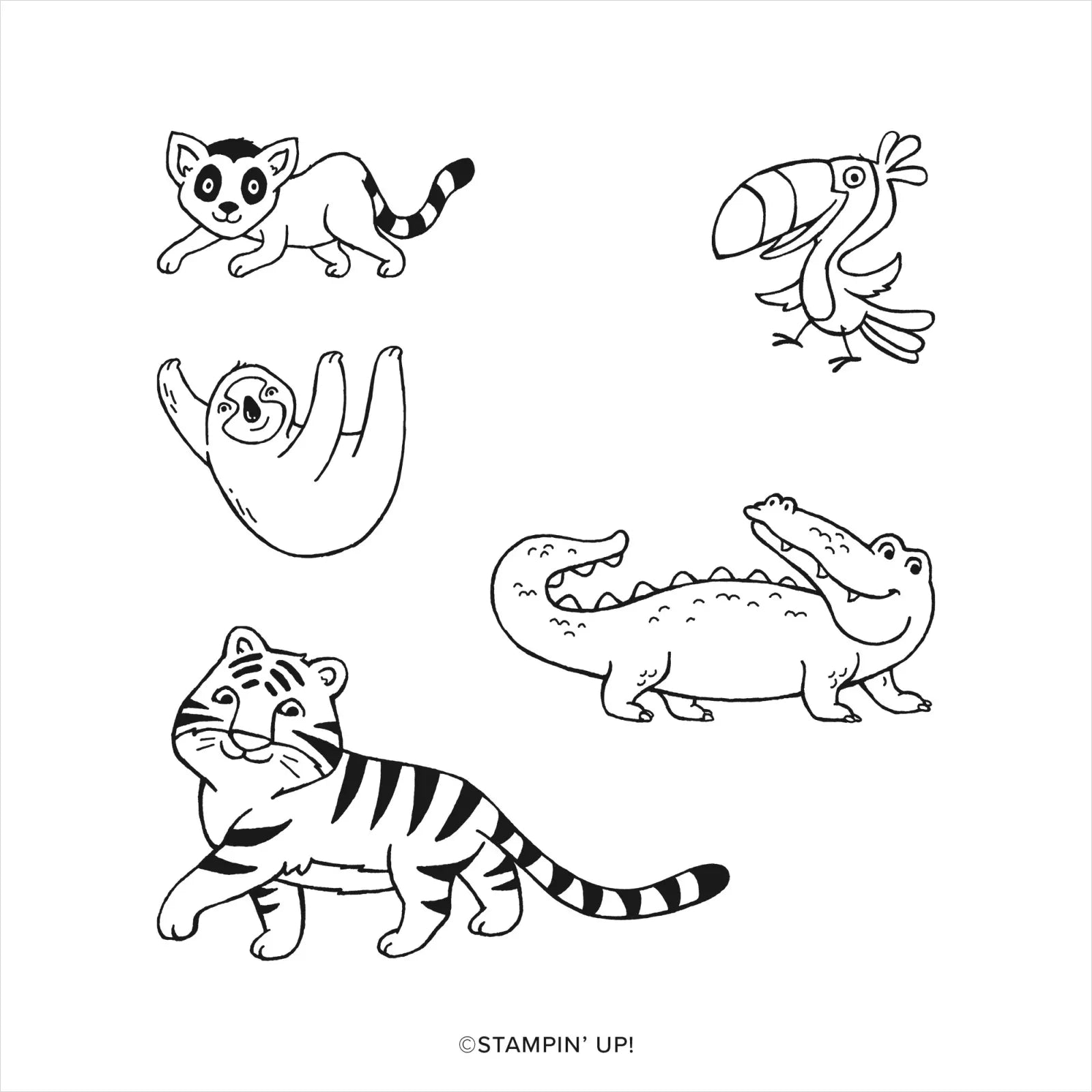 Jungle Pals | BRAND NEW, Never Used | Retired Cling Mount Stamp Set | Stampin' Up!