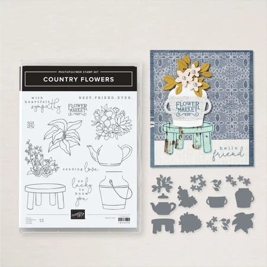 Country Flowers Bundle | Retired Photopolymer Mount Stamp Set and Dies | Stampin' Up!