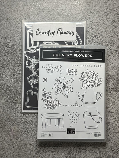 Country Flowers Bundle | Retired Photopolymer Mount Stamp Set and Dies | Stampin' Up!