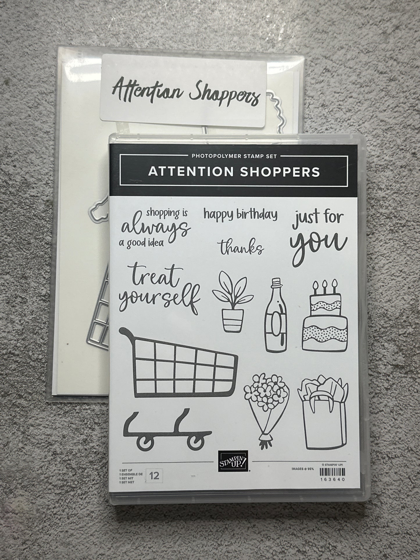 Attention Shoppers Bundle | Retired Photopolymer Mount Stamp Set and Dies | Stampin' Up!