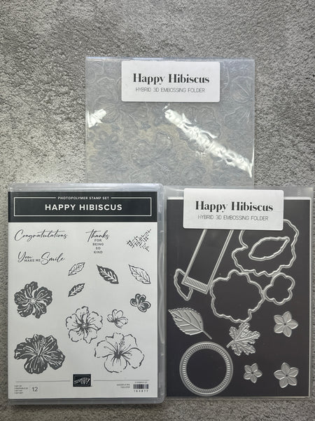 Happy Hibiscus Bundle | Retired Photopolymer Mount Stamp Set, Embossing Folder and Dies | Stampin' Up!