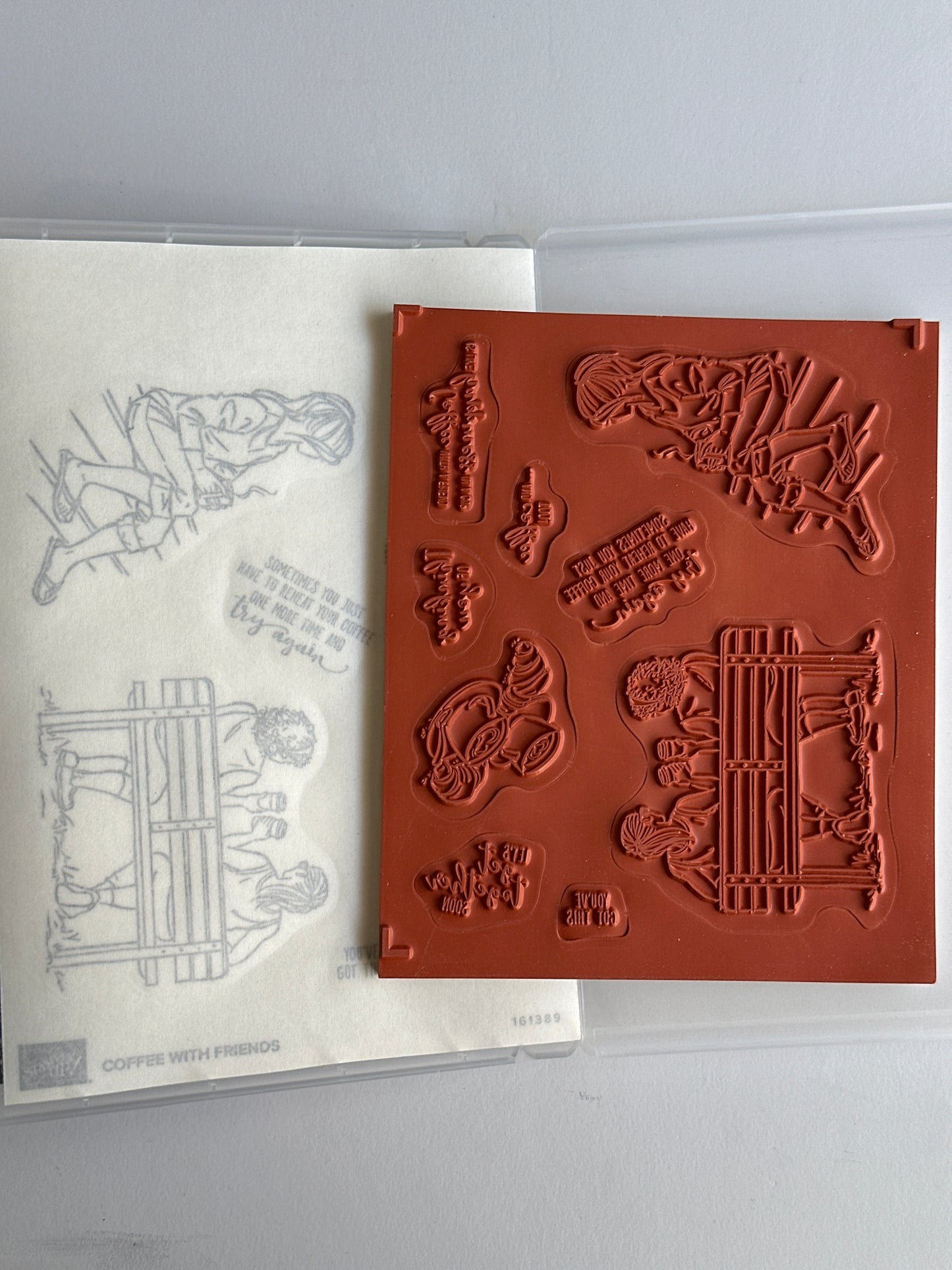 Coffee with Friends | BRAND NEW, NEW USED | Retired Cling Mount Stamp Set | Stampin' Up!