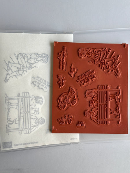 Coffee with Friends | BRAND NEW, NEW USED | Retired Cling Mount Stamp Set | Stampin' Up!