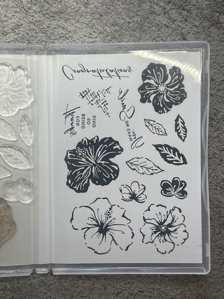 Happy Hibiscus Bundle | Retired Photopolymer Mount Stamp Set, Embossing Folder and Dies | Stampin' Up!