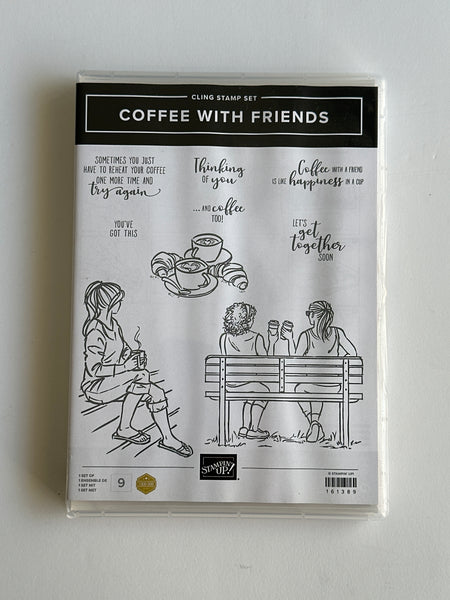 Coffee with Friends | BRAND NEW, NEW USED | Retired Cling Mount Stamp Set | Stampin' Up!