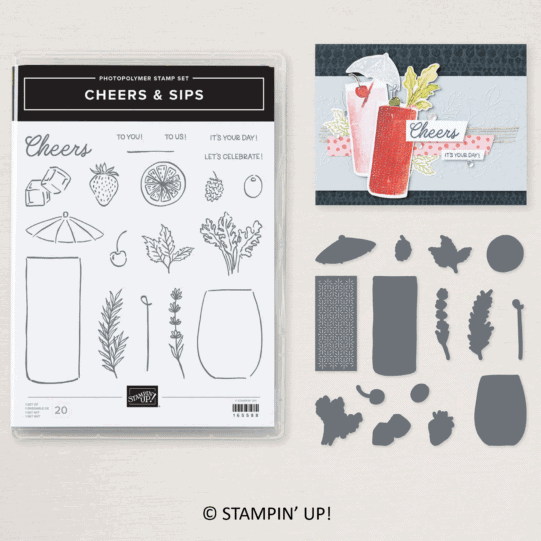 Cheers & Sips Bundle | Retired Photopolymer Mount Stamp Set and Dies | Stampin' Up!