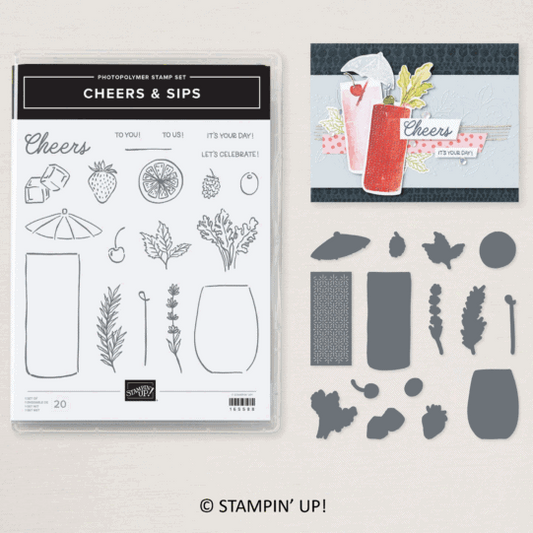 Cheers & Sips Bundle | Retired Photopolymer Mount Stamp Set and Dies | Stampin' Up!