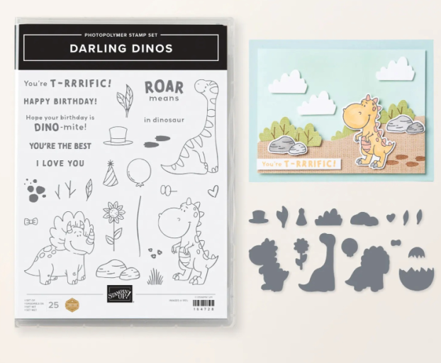 Darling Dinos Bundle | Retired Photopolymer Mount Stamp Set and Dies | Stampin' Up!