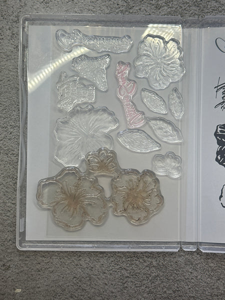 Happy Hibiscus Bundle | Retired Photopolymer Mount Stamp Set, Embossing Folder and Dies | Stampin' Up!