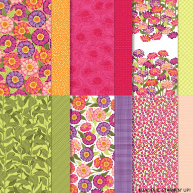 Flowering Zinnias | 12x12 DSP | Retired | Full Packet | Stampin' Up!