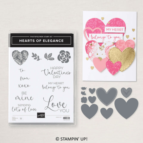 Hearts of Elegance Bundle | Retired Photopolymer Mount Stamp Set and Dies | Stampin' Up!