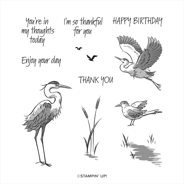 Heron Habitat | Retired Cling Mount Stamp Set | Stampin' Up!