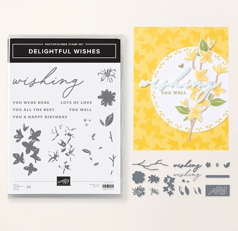 Delightful Wishes Bundle | Retired Photopolymer Mount Stamp Set and Dies | Stampin' Up!