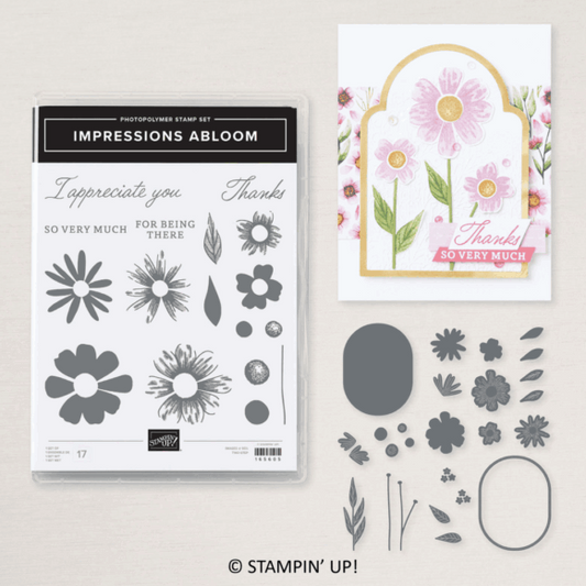 Impressions Abloom Bundle | Retired Photopolymer Mount Stamp Set and Dies | Stampin' Up!