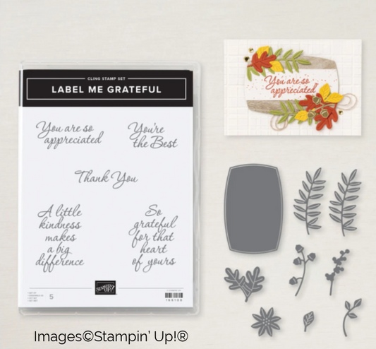 Label me Grafteful Bundle | Retired Cling Mount Stamp Set and Dies | Stampin' Up!