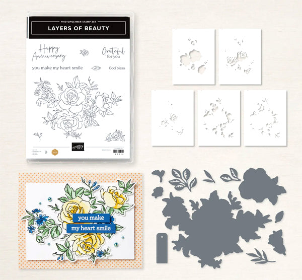 Layers of Beauty Bundle | Retired Photopolymer Mount Stamp Set and Dies | Stampin' Up!