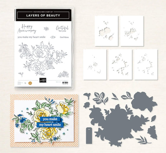 Layers of Beauty Bundle | Retired Photopolymer Mount Stamp Set and Dies | Stampin' Up!