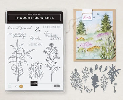 Thoughtful Wishes Bundle | Retired Cling Mount Stamp Set and Dies | Stampin' Up!