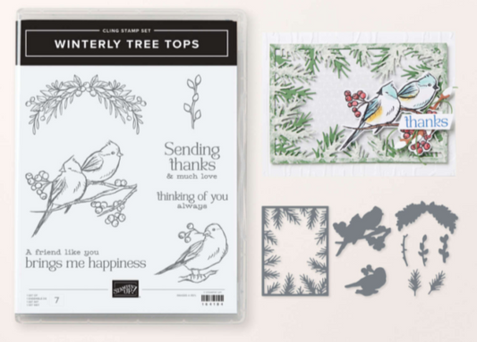 Winterly Tree Tops Bundle | Retired Cling Mount Stamp Set and Dies | Stampin' Up!