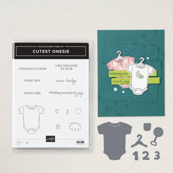 Cutest Onesie Bundle | Retired Photopolymer Mount Stamp Set and Dies | Stampin' Up!