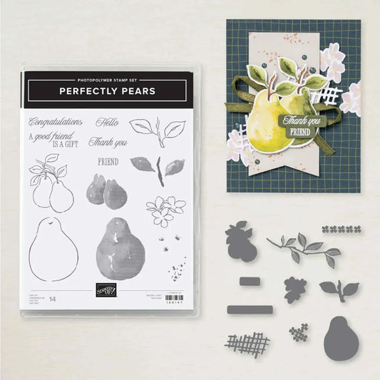 Perfectly Pears Bundle | Retired Photopolymer Mount Stamp Set and Dies | Stampin' Up!