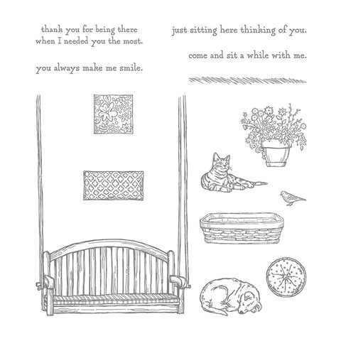 Sitting Here | Used Retired Photopolymer Stamp Set | Stampin' Up!