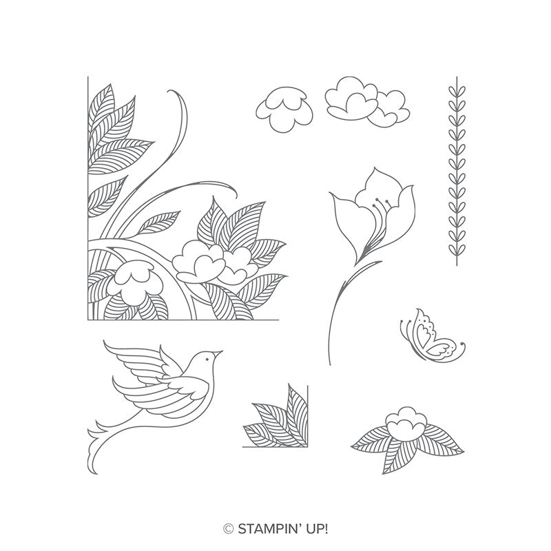 Serene Garden | Retired Photopolymer Stamp Set | Stampin' Up! | BRAND NEW