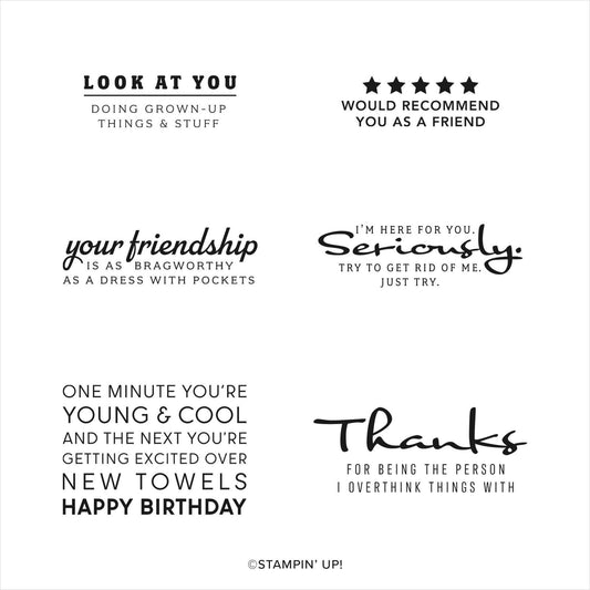Bragworthy | Retired Cling Mount Stamp Set | Stampin' Up!