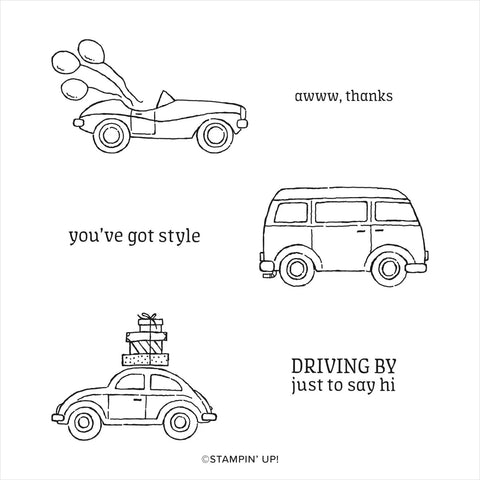 Driving By | Saleabration 2022 | Retired Cling Mount Stamp Set | Stampin' Up!