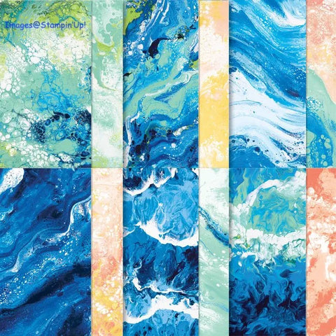 Waves of the Ocean | DSP | 6 Sheets | Card Front Size | Retired | Stampin' Up!