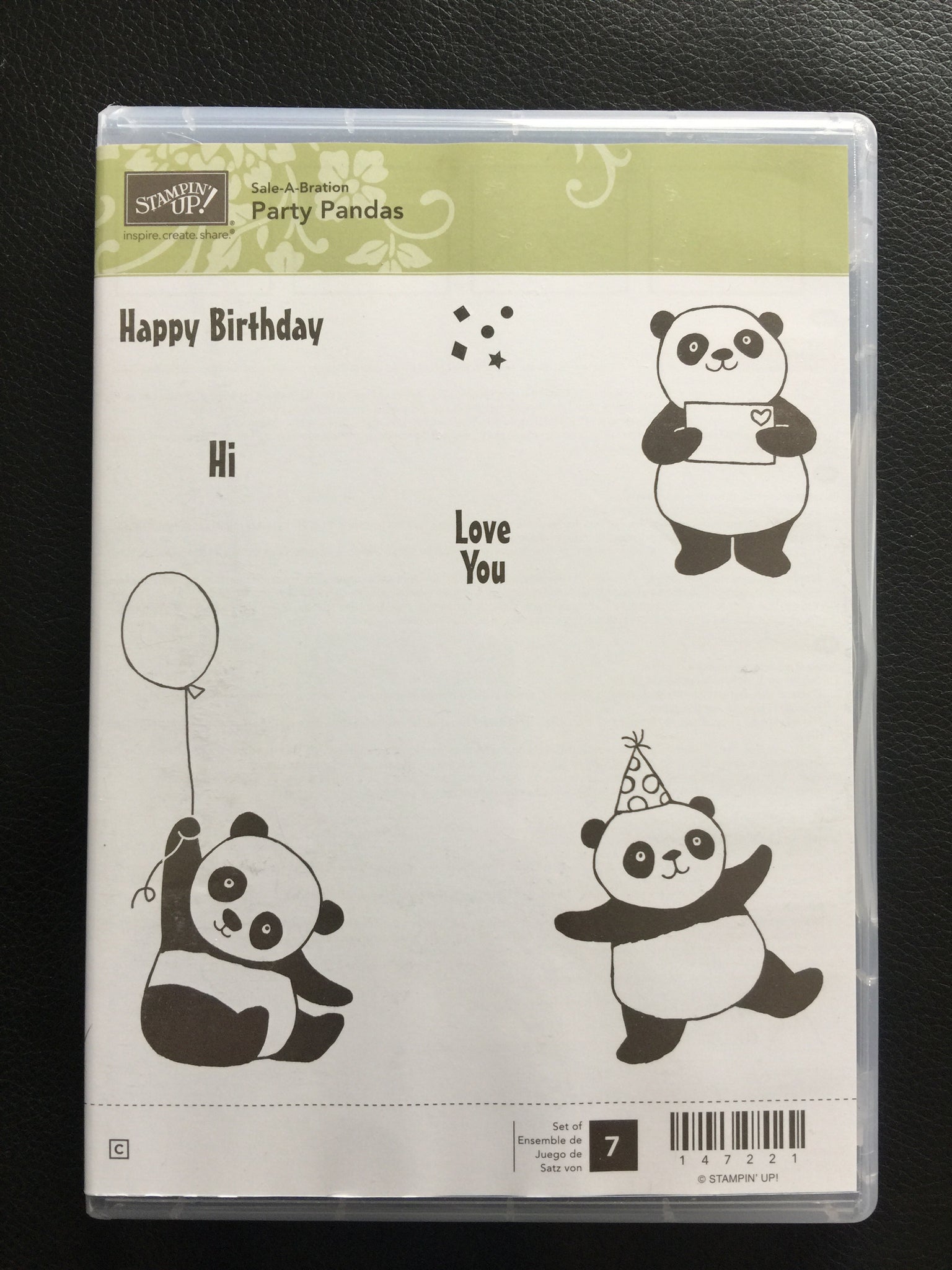 Party Pandas | Retired Clear Mount Stamp Set | SAB | Brand New, Never Used
