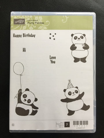 Party Pandas | Retired Clear Mount Stamp Set | SAB | Brand New, Never Used