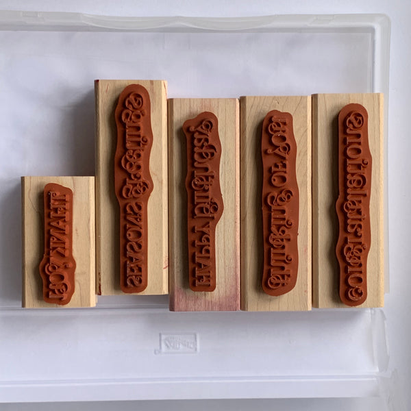 Curly Cute | Retired Wood Mount Stamp Set | Sentiments