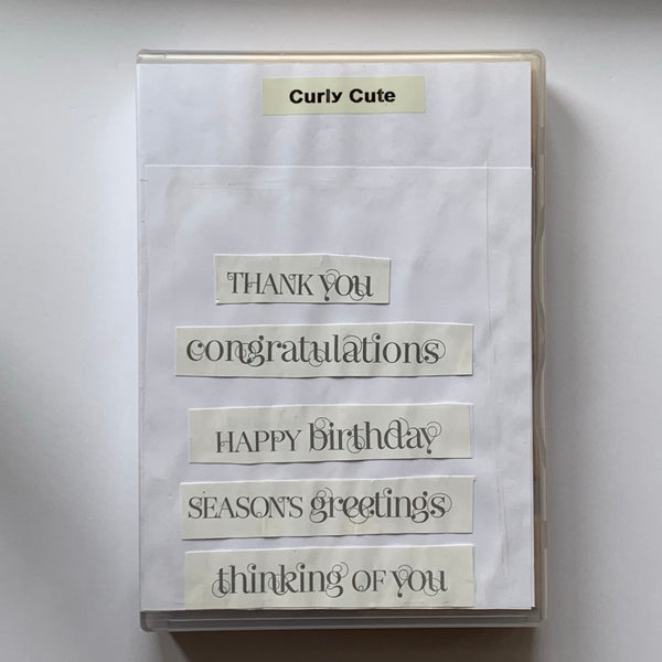 Curly Cute | Retired Wood Mount Stamp Set | Sentiments